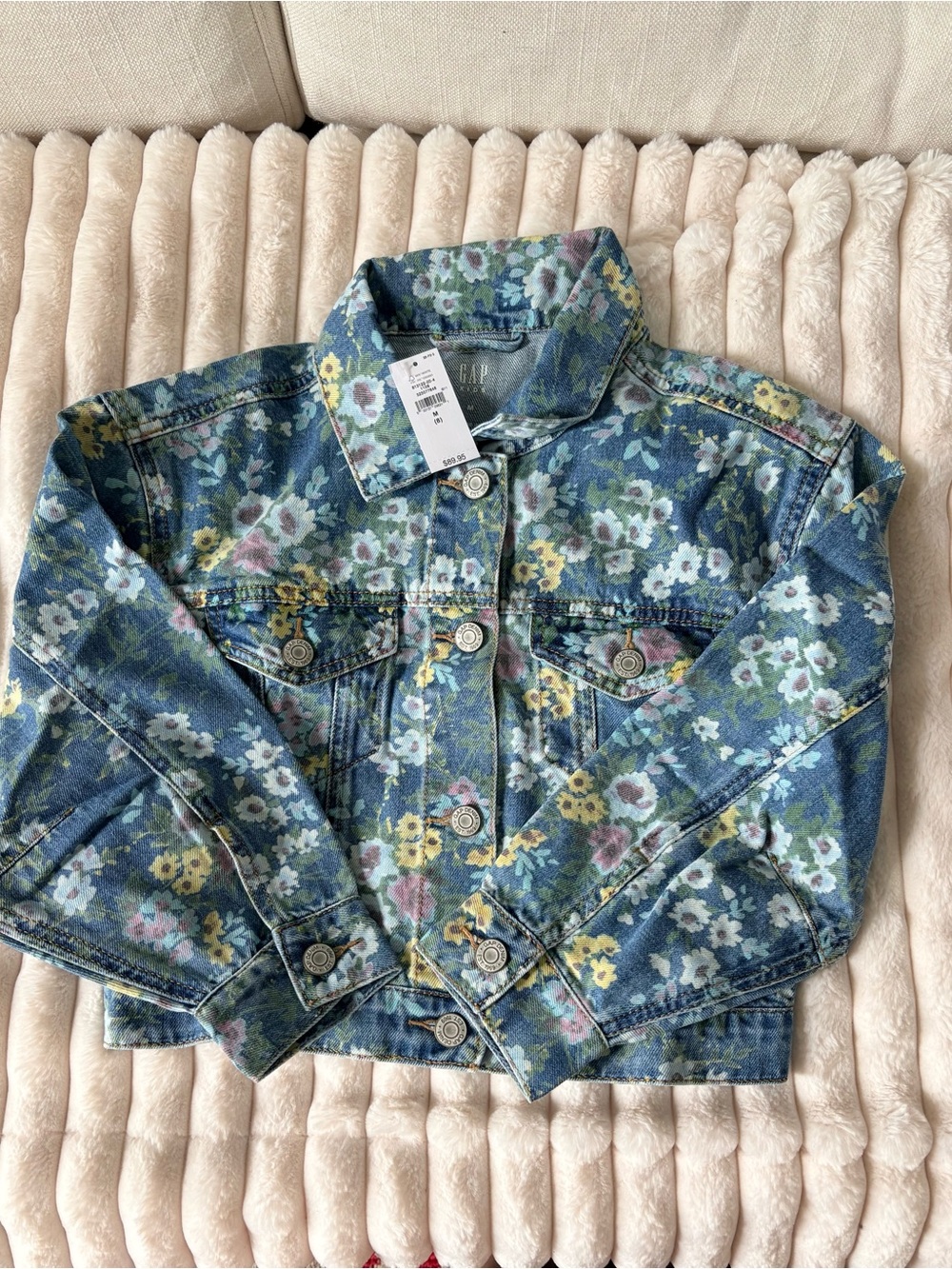 GAP NWT Blue Floral Print Denim Jacket